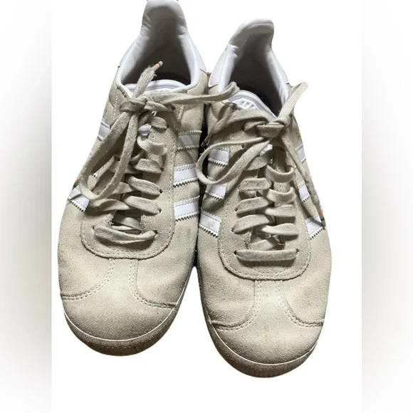 Adidas GAZELLE SUEDE AND LEATHER SNEAKERS IN NEUTRAL size 7.5 - Picture 3 of 9